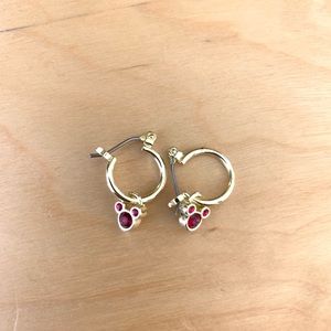 Disney Mickey garnet hoop earrings